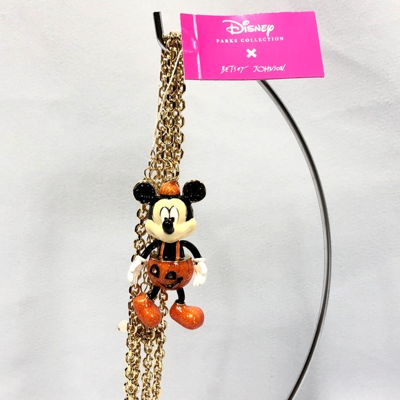 2022 Disney Parks Betsey Johnson Halloween Pumpkin Mickey Necklace - NEW - Picture 4 of 7